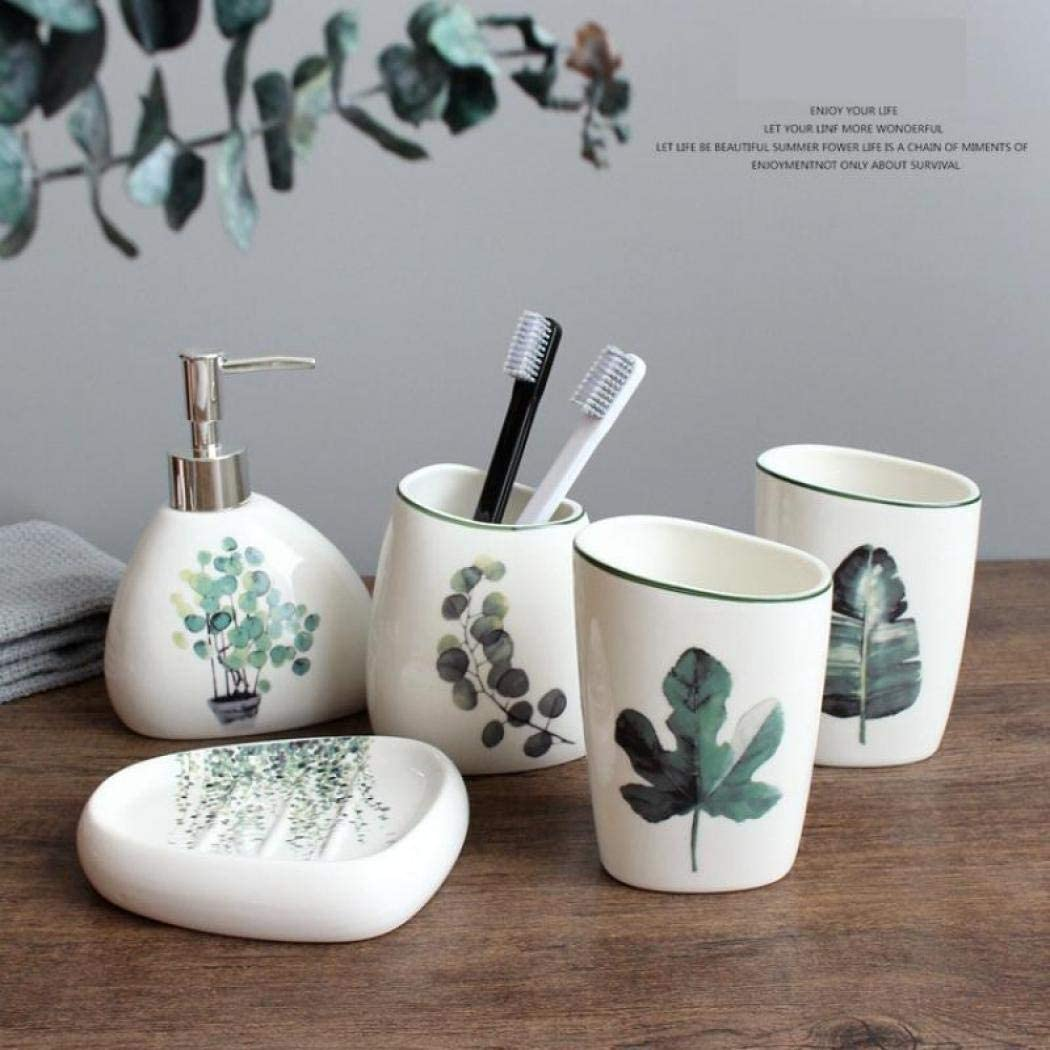 5 Piece Bathroom Accessories Set Hotel Quality Ceramic Bathroom Accessory Set
