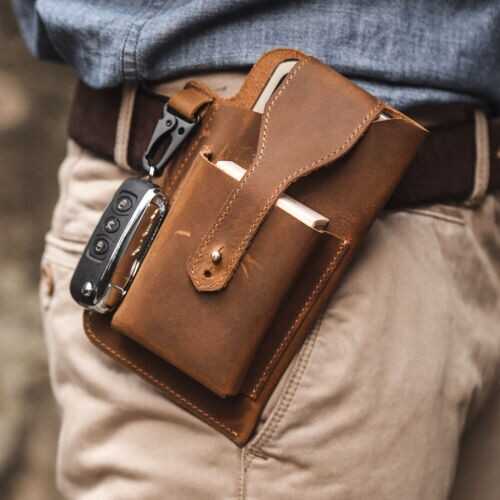 PU Leather Waist Bag Cell Phone EDC Holster Retro Case Belt Loop Tool Bag US