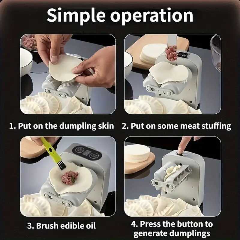 Fully Automatic Bag Dumpling One Second Molding Artifact Small Rechargeable Household Electric Bag Dumpling Machine Adjustable Grade New Kitchen Lazy Pinch Press Water Dumpling Mold White Style Suitab