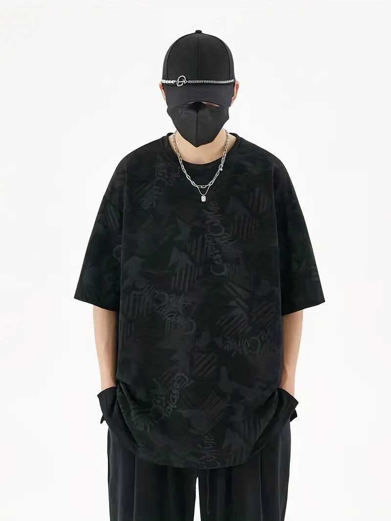 PLUS SIZE creative graphic design Casual Crew Neck Short Sleeves for men, Quick-drying Comfy Casual Summer T-Shirt For Daily Wear Work Out And Vacation Resorts