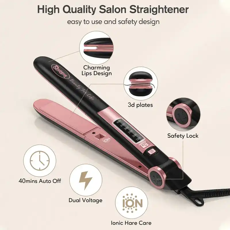 Hair Straightener, Hair Straightener Flat Iron, Dual-use Hair Curler Hair Straightener Mother's Day Gift