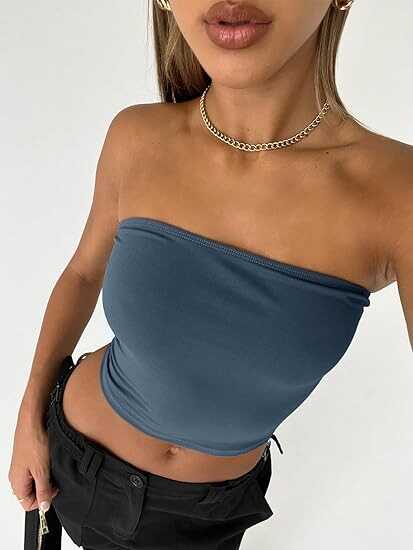 Trendy Queen Womens Tube Tops Strapless Crop Tops Basic Backless Sleeveless Bandeau Cute 2024 Summer Outfits Sexy Solid Tops
