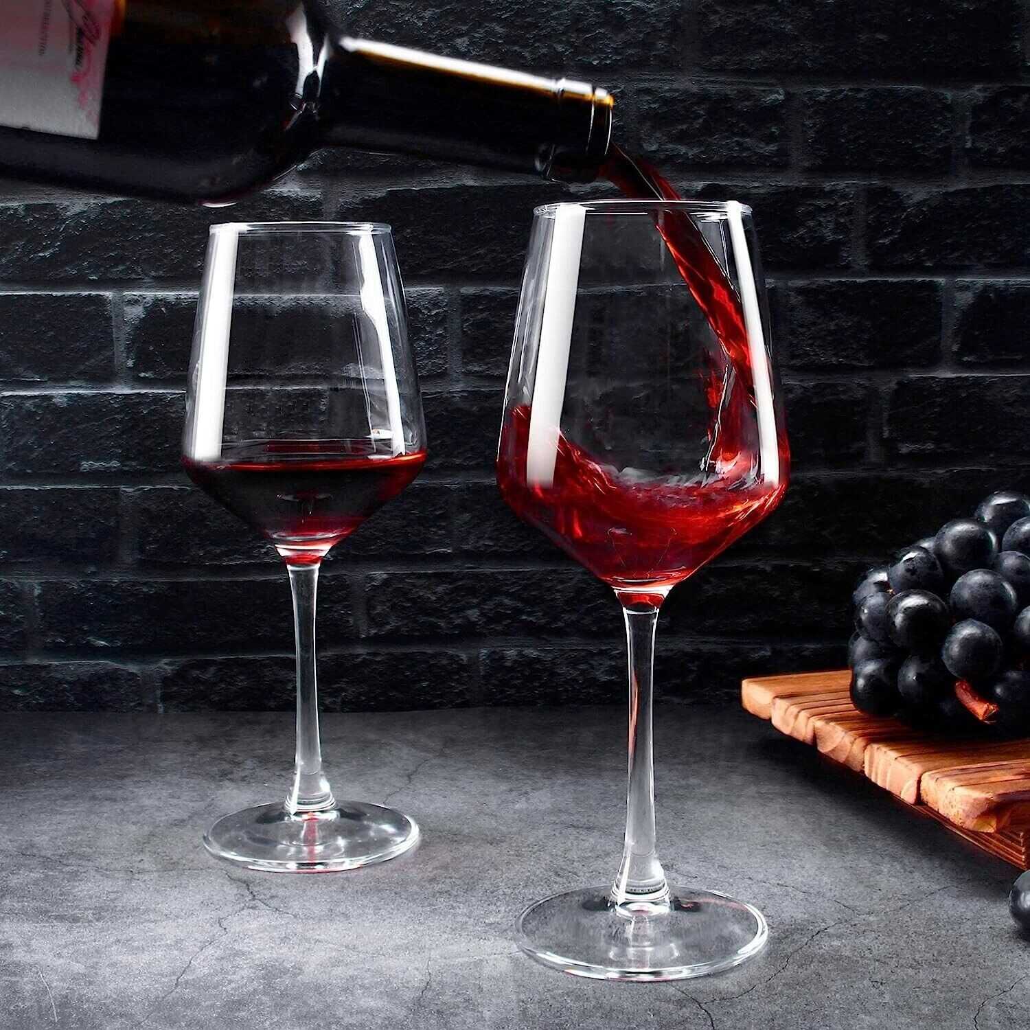 Wine Glasses Set of 8, 12oz Clear Red/White Wine Glasses, Long Stem Wine Glasses